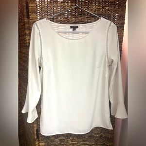 Talbots- Ivory color shirt- Side zipper, Open seam around arms/shoulder, Size:XS